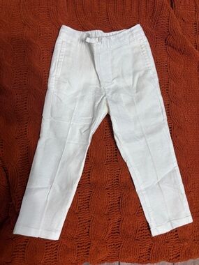 Kids White Linen-Blend Pull-On Pants